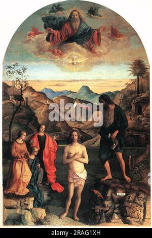 Battesimo di Cristo, San John Altarpiece 1502 di Giovanni Bellini Foto Stock