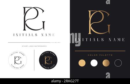 Design con logo monogramma iniziale PG o GP Luxury Text Letter Illustrazione Vettoriale