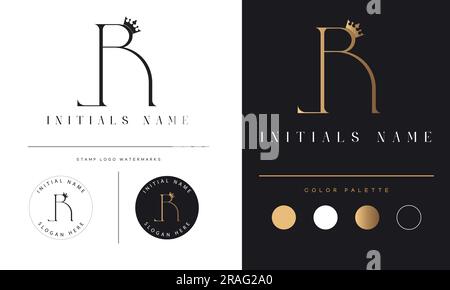 Design logo con monogramma iniziale LR o RL Luxury Letter Text Letter Illustrazione Vettoriale