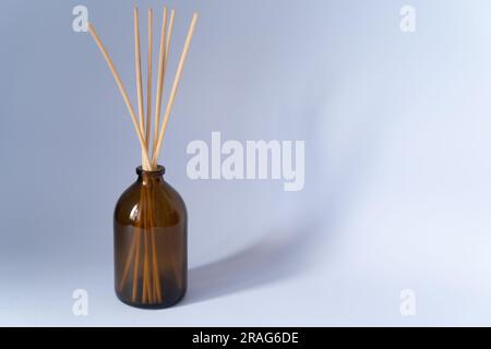 Mazzo di diffusori di legno in bottiglia Foto Stock