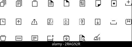 Icone delle linee vettoriali delle cartelle correlate al set semplice. Contiene icone quali archiviazione, sincronizzazione, cartella di rete e altro ancora. Tratto modificabile. Illustrazione Vettoriale