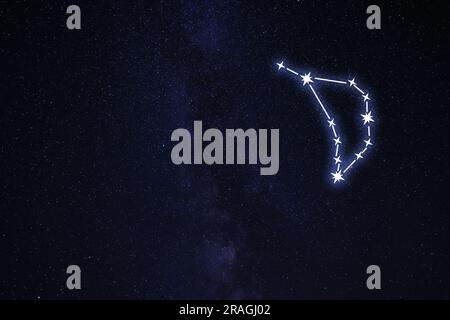 Costellazione del Capricorno. Stecca a figura nel cielo stellato notturno Foto Stock