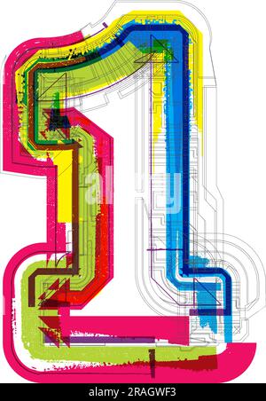 caratteri grafici, simboli numerici, illustrazione vettoriale numero 1 Illustrazione Vettoriale