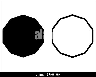 Set di silhouette icona Decagon Illustrazione Vettoriale