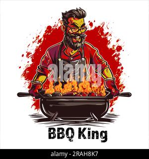 Illustrazione vettoriale del barbecue con letto king size Illustrazione Vettoriale