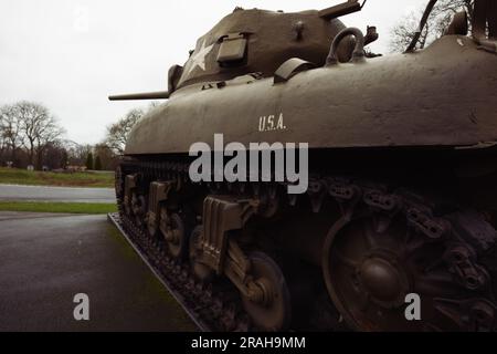 Carro armato americano all'Omaha Beach Museum, Francia, Normandia, 24 dicembre 2022. Foto di alta qualità Foto Stock
