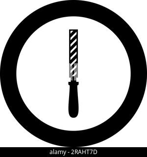 Strumento lima manuale icona dello strumento raspa in cerchio rotondo di colore nero illustrazione vettoriale immagine contorno pieno stile semplice Illustrazione Vettoriale