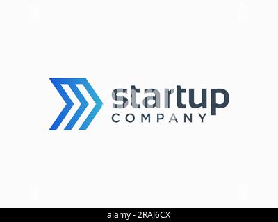 Logo freccia. Icona freccia fuori quadro isolata su sfondo bianco. Utilizzabile per loghi aziendali e tecnologici. Elemento modello disegno logo Flat Vector Illustrazione Vettoriale