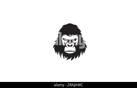 Logo Gorilla semplice icona piatta nera su sfondo bianco Illustrazione Vettoriale