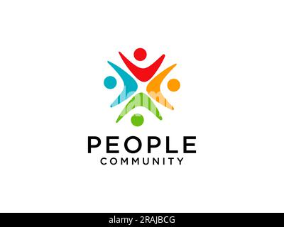 Simbolo di persone astratte, design di concetto di Unione e comunità, hub creativo, icona di connessione sociale, modello Illustrazione Vettoriale