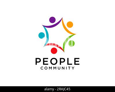 Simbolo di persone astratte, design di concetto di Unione e comunità, hub creativo, icona di connessione sociale, modello Illustrazione Vettoriale