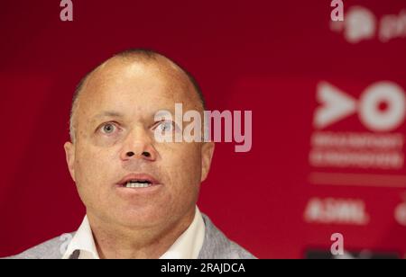 Eindhoven, Paesi Bassi. 4 luglio 2023. Direttore degli affari calcistici Earnest Stewart durante una presentazione allo stadio Phillips il 4 luglio 2023 a Eindhoven, Paesi Bassi. ANP JEROEN PUTMANS/Alamy Live News netherlands Out - belgio Out Foto Stock