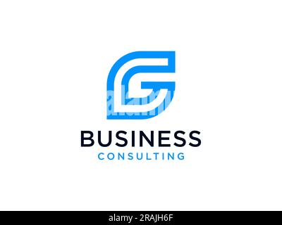 Logo G iniziale. Utilizzabile per logo aziendali e di branding. Elemento modello disegno logo Flat Vector Illustrazione Vettoriale