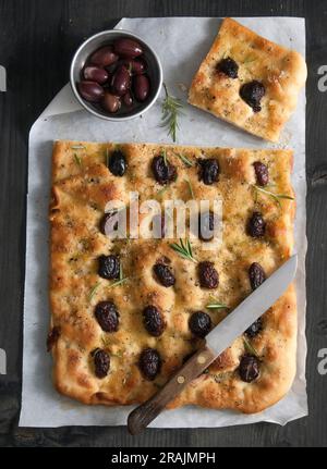 focaccia con olive Foto Stock