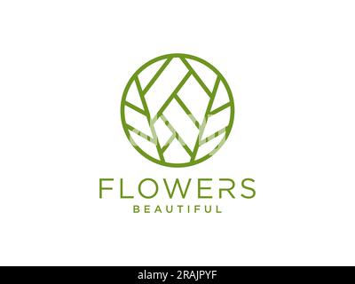 Icona astratta con il logo del fiore di foglie d'albero dal design vettoriale. Simbolo di qualità creativa universale. Graziosa insegna vettoriale Jewel boutique Illustrazione Vettoriale