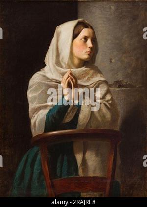 Giovane donna che prega in Chiesa 1854 di Jules Breton Foto Stock