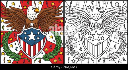 4 luglio American Flag Eagle Badge Illustration Illustrazione Vettoriale
