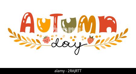 Set vettoriale per lettering autunnale disegnato a mano. Illustrazione vettoriale. Illustrazione Vettoriale