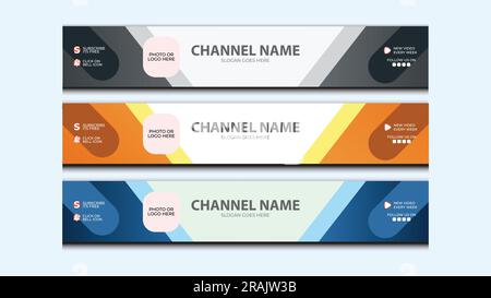 Copertina orizzontale rossa canale YouTube. Banner con soprannome. L'intestazione dell'account Social Media con sfondo trasparente. Illustrazione vettoriale Illustrazione Vettoriale