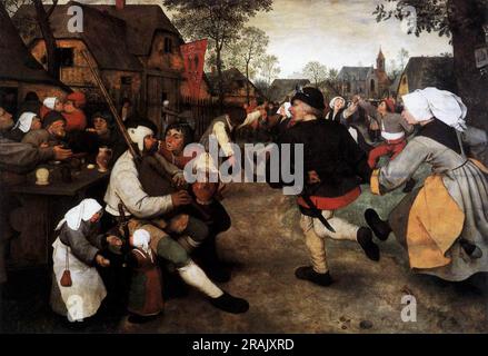 The Peasant Dance 1568; Bruxelles, Belgio di Pieter Bruegel the Elder Foto Stock