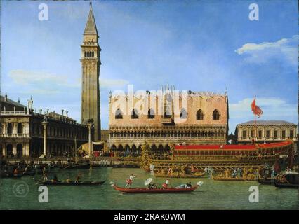 Canaletto (Canale Giovanni Antonio), italiano (attivo Venezia, Roma e Inghilterra), 1697-1768 -- il Bucintoro al Molo il giorno dell'Ascensione 1745. Foto Stock