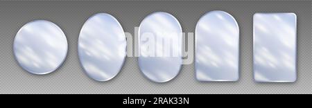 Specchi realistici, moderni specchi make up in varie forme. Illustrazione Vettoriale