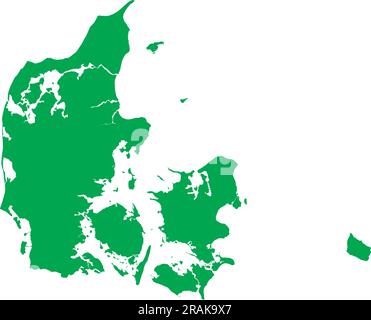 Mappa colori CMYK VERDE della DANIMARCA Illustrazione Vettoriale