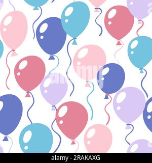 Ripetizione senza cuciture della bollatura. Colorato motivo a ripetizione con palloncini fluttuanti su sfondo bianco. Illustrazione vettoriale. Illustrazione Vettoriale