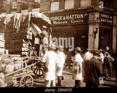 Forge and Hatton, curatori di pesce all'ingrosso, Billingsgate Market, Londra, periodo vittoriano Foto Stock