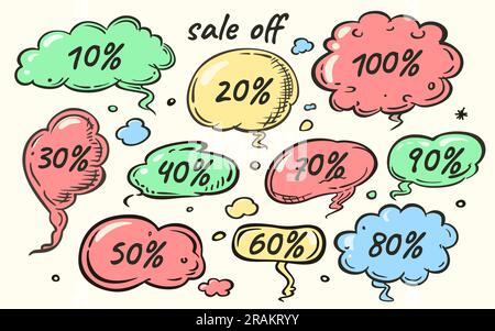 Sconto promozionale, banner con percentuale di sconto, coupon speciale per volantini. Vettore Illustrazione Vettoriale