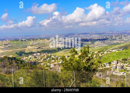 Vista da Israele (alta Galilea) verso il Libano meridionale Foto Stock