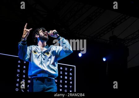 Kasabian ha scosso l’Eden Project questo fine settimana come parte delle Eden Sessions di quest’anno. I Rockers di Leicester noti per i loro tracciati mozzafiato come LSF, Empire, Foto Stock