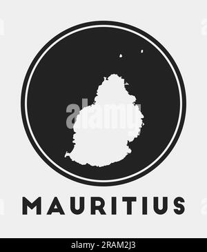 Icona di Mauritius. Logo rotondo con mappa dell'isola e titolo. Elegante distintivo Mauritius con mappa. Illustrazione vettoriale. Illustrazione Vettoriale