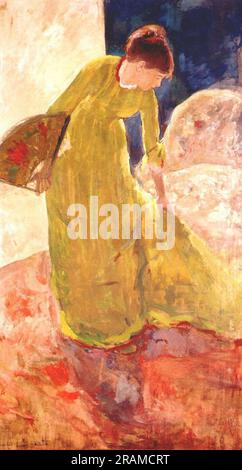 Woman Standing, Holding a fan 1879 di Mary Cassatt Foto Stock