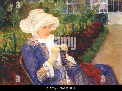 Lydia Crocheting in the Garden at Marly 1880 di Mary Cassatt Foto Stock