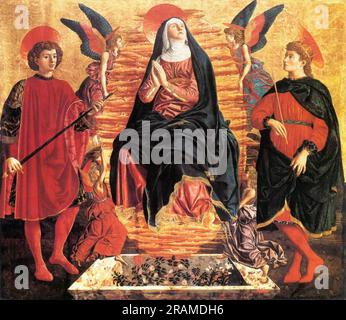 Madonna dell'assunzione con i santi Miniato e Giuliano 1450; Italia di Andrea del Castagno Foto Stock