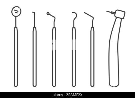 set di icone degli strumenti dentista - illustrazione vettoriale Illustrazione Vettoriale