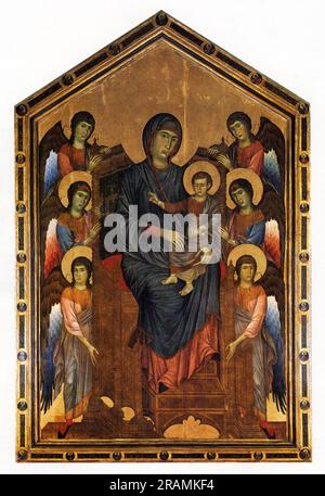 La Vergine e il bambino in Maestà circondato da sei Angeli 1270 di Cimabue Foto Stock