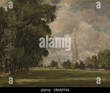 Salisbury Cathedral from Lower Marsh Close 1820; Regno Unito di John Constable Foto Stock