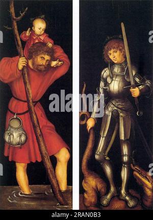 St Christopher e St. George c.1514; Germania di Lucas Cranach il Vecchio Foto Stock