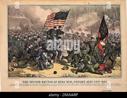 La seconda battaglia di Bull Run, combatté Augt. 29th 1862 1862 di Currier e Ives Foto Stock