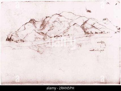 Paesaggio nei pressi di Pisa c.1502; Italia di Leonardo da Vinci Foto Stock