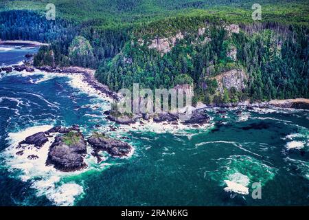 Aerea dell'isola Graham, arcipelago Haida Gwaii, British Columbia, Canada Foto Stock