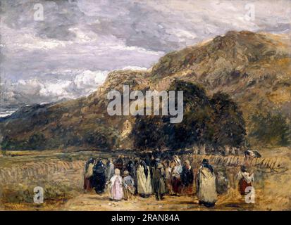 A Welsh Funeral, Betwys-y-Coed 1850 di David Cox Foto Stock