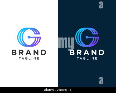 Logo lettera G iniziale astratta. Forma geometrica blu isolata su doppio sfondo. Utilizzabile per logo aziendali e di branding. Logo Flat Vector Design te Illustrazione Vettoriale