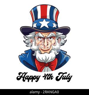 Uncle Sam Happy 4 luglio Vector Illustration Illustrazione Vettoriale