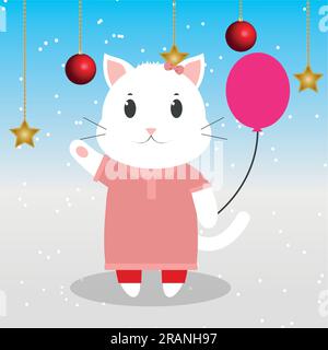 Carino gatto. Anno nuovo. Illustrazione vettoriale Illustrazione Vettoriale
