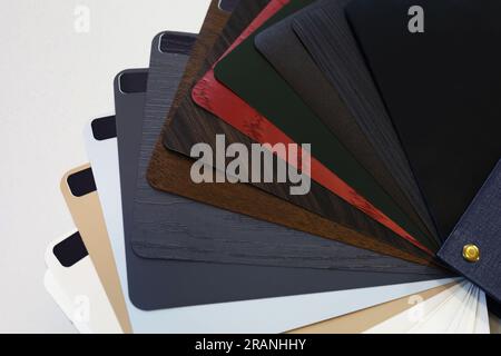 Aprire la guida della pellicola interna del colore campione. Catalogo colori campione Foto Stock