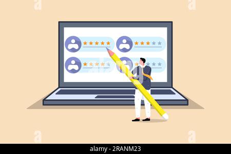 Illustrazione vettoriale che mostra i responsabili delle risorse umane alla ricerca di candidati con feedback positivo, mentre i caratteri si applicano alle posizioni lavorative. Illustrazione Vettoriale