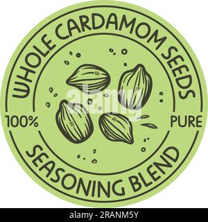 Miscela di condimenti per semi di cardamomo interi, pasto puro Illustrazione Vettoriale